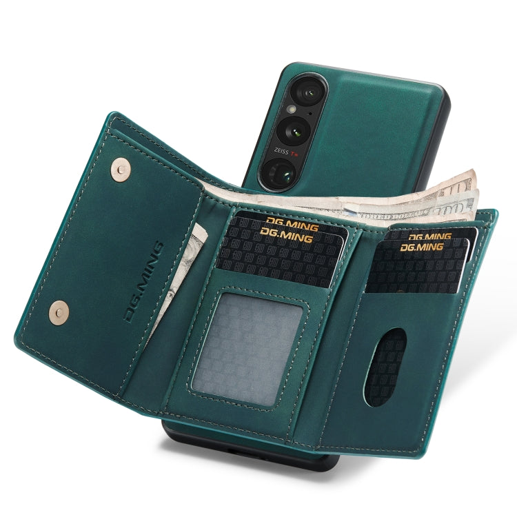 For Sony Xperia 1 VI DG.MING M1 Series 3-Fold Multi Card Wallet + Magnetic Phone Case(Green) - Sony Cases by DG.MING | Online Shopping UK | buy2fix