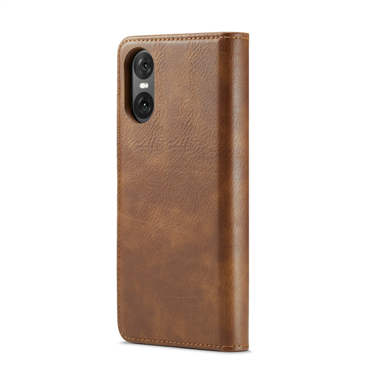 For Sony Xperia 10 VI DG.MING Crazy Horse Texture Detachable Magnetic Leather Phone Case(Brown) - Sony Cases by DG.MING | Online Shopping UK | buy2fix