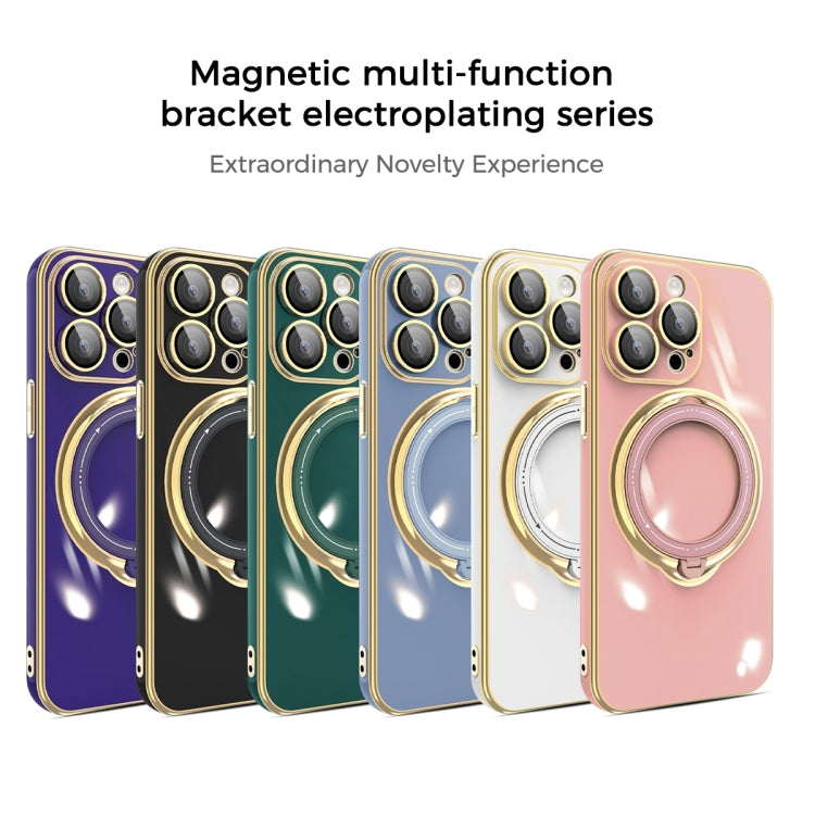 For iPhone SE 2022 / 2020 / 8 / 7 Multifunction Electroplating MagSafe Holder Phone Case(Dark Green) - More iPhone Cases by buy2fix | Online Shopping UK | buy2fix