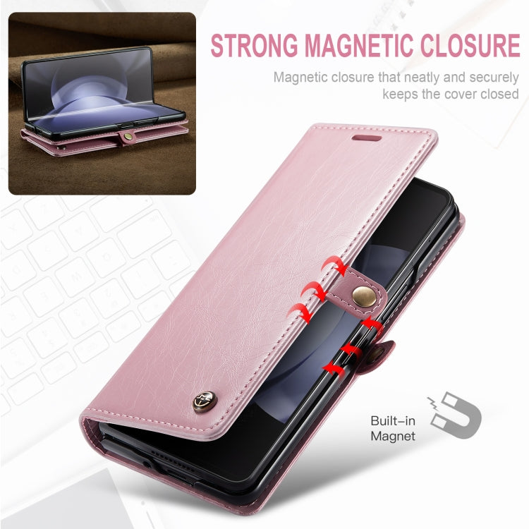 For Samsung Galaxy Z Fold5 CaseMe-003 PU + PC Business Style Crazy Horse Texture Leather Phone Case(Pink) - Galaxy Z Fold5 Cases by CaseMe | Online Shopping UK | buy2fix