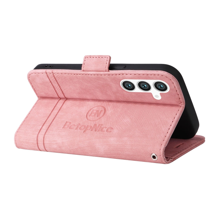 For Samsung Galaxy S23 FE 5G BETOPNICE Dual-side Buckle Leather Phone Case(Pink) - Galaxy S23 FE 5G Cases by BETOPNICE | Online Shopping UK | buy2fix