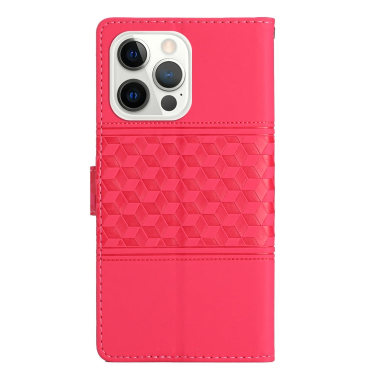 For iPhone 16 Pro Max Diamond Embossed Skin Feel Leather Phone Case(Red) - iPhone 16 Pro Max Cases by buy2fix | Online Shopping UK | buy2fix