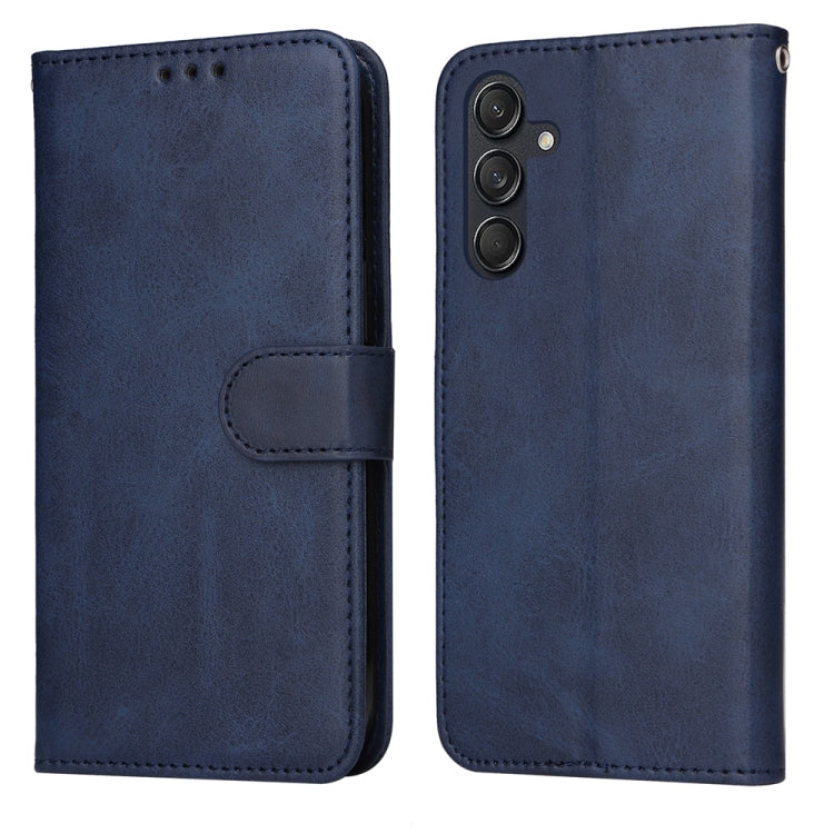 For Samsung Galaxy M55 5G Classic Calf Texture Flip Leather Phone Case(Blue) - Galaxy Phone Cases by buy2fix | Online Shopping UK | buy2fix