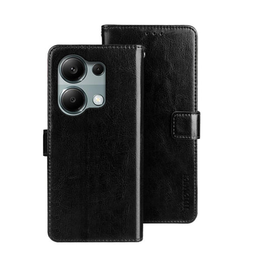 For Xiaomi Redmi Note 13 Pro 4G idewei Crazy Horse Texture Leather Phone Case(Black) - Note 13 Pro Cases by idewei | Online Shopping UK | buy2fix