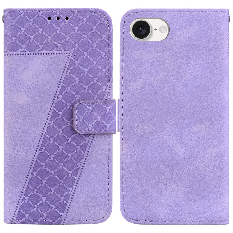 For iPhone SE 2024 Seven-shaped Embossed Leather Phone Case(Purple) - More iPhone Cases by buy2fix | Online Shopping UK | buy2fix