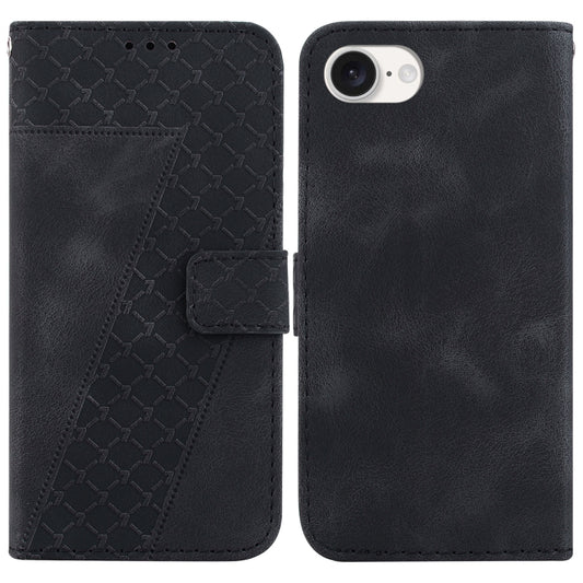 For iPhone SE 2024 Seven-shaped Embossed Leather Phone Case(Black) - More iPhone Cases by buy2fix | Online Shopping UK | buy2fix