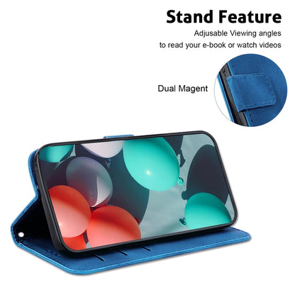 For iPhone 16 Pro Max Seven-shaped Embossed Leather Phone Case(Blue) - iPhone 16 Pro Max Cases by buy2fix | Online Shopping UK | buy2fix