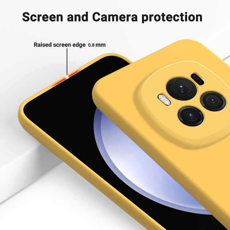 For Honor Magic6 Pure Color Liquid Silicone Shockproof Phone Case(Yellow) - Honor Cases by buy2fix | Online Shopping UK | buy2fix