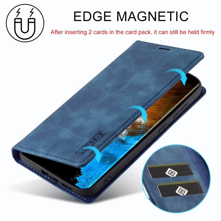 For Samsung Galaxy S24+ 5G LC.IMEEKE Strong Magnetism Microfiber Leather Phone Case(Blue) - Galaxy S24+ 5G Cases by LC.IMEEKE | Online Shopping UK | buy2fix