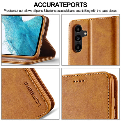 For Samsung Galaxy A05S LC.IMEEKE Calf Texture Leather Phone Case(Brown) - Galaxy Phone Cases by LC.IMEEKE | Online Shopping UK | buy2fix