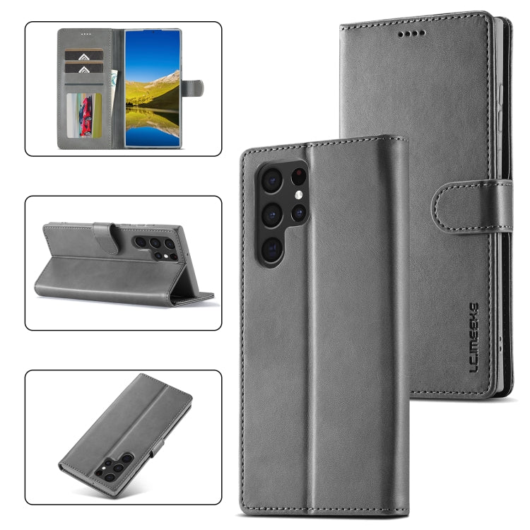 For Samsung Galaxy S24 Ultra 5G LC.IMEEKE Calf Texture Leather Phone Case(Grey) - Galaxy S24 Ultra 5G Cases by LC.IMEEKE | Online Shopping UK | buy2fix