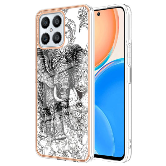 For Honor X8 4G Electroplating Marble Dual-side IMD Phone Case(Totem Elephant) - Honor Cases by buy2fix | Online Shopping UK | buy2fix