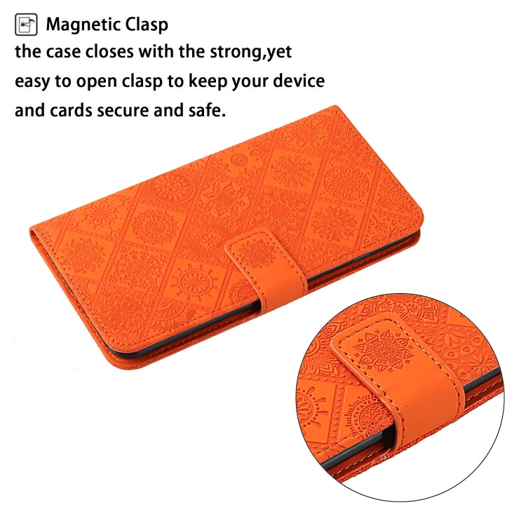 For iPhone 16 Ethnic Style Embossed Pattern Leather Phone Case(Orange) - iPhone 16 Cases by buy2fix | Online Shopping UK | buy2fix