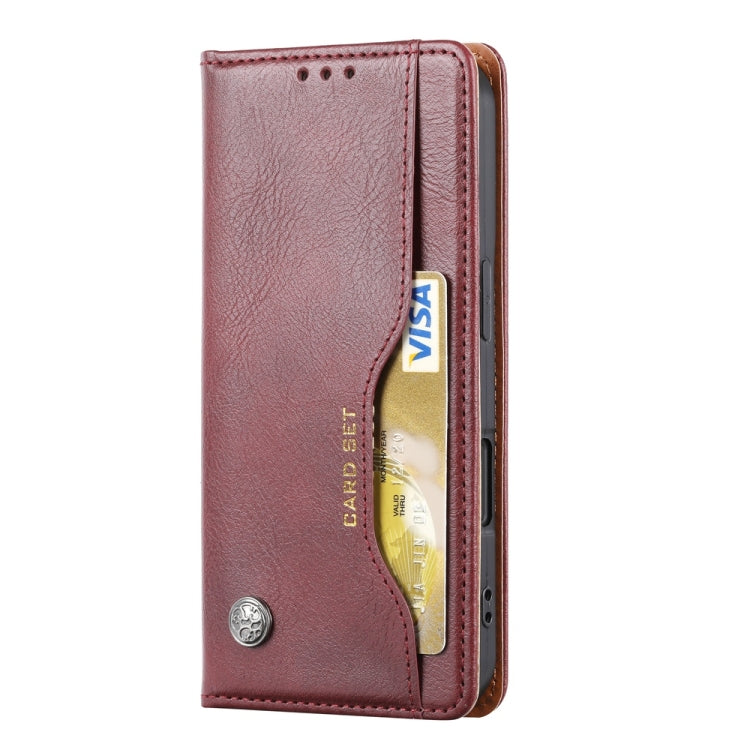 For iPhone 16 Knead Skin Texture Flip Leather Phone Case(Wine Red) - iPhone 16 Cases by buy2fix | Online Shopping UK | buy2fix