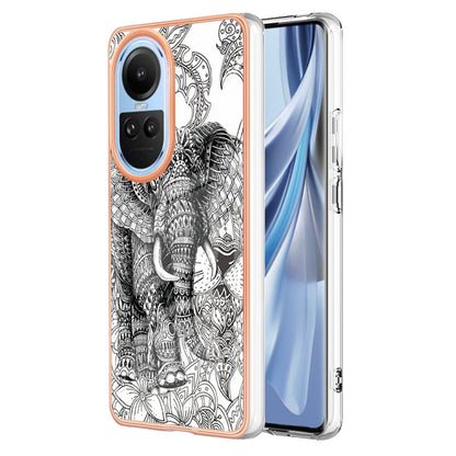 For OPPO Reno10 5G Global Electroplating Marble Dual-side IMD Phone Case(Totem Elephant) - OPPO Cases by buy2fix | Online Shopping UK | buy2fix