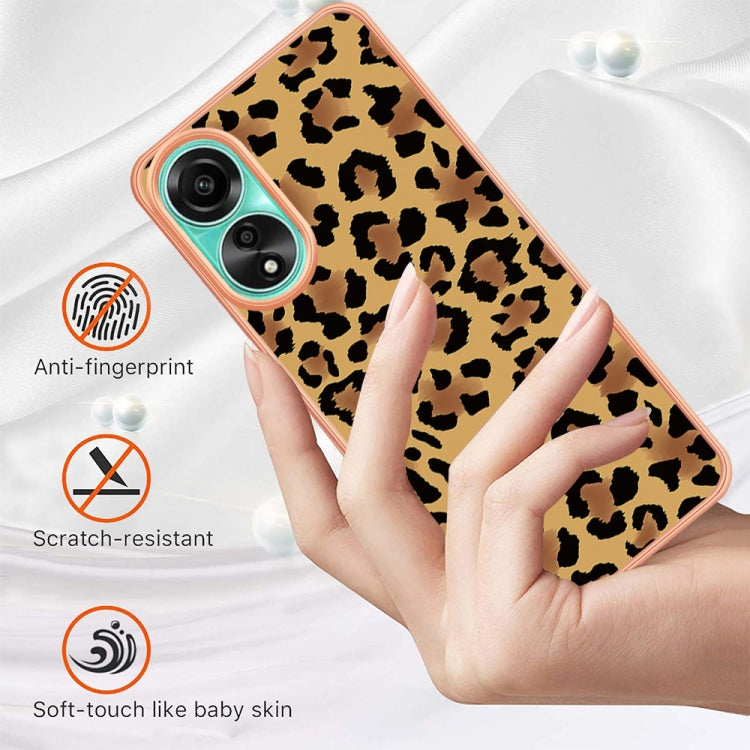 For OPPO A78 4G Electroplating Marble Dual-side IMD Phone Case(Leopard Print) - OPPO Cases by buy2fix | Online Shopping UK | buy2fix