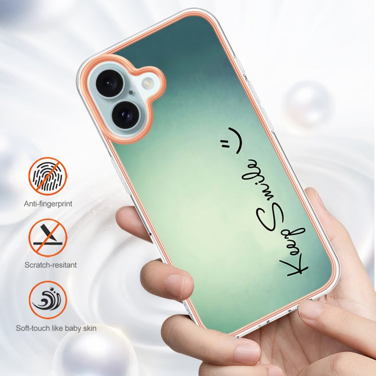 For iPhone 16 Electroplating Marble Dual-side IMD Phone Case(Smile) - iPhone 16 Cases by buy2fix | Online Shopping UK | buy2fix