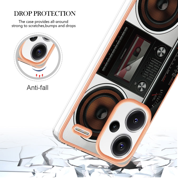 For Xiaomi Redmi Note 13 Pro+ 5G Electroplating Marble Dual-side IMD Phone Case(Retro Radio) - Note 13 Pro+ Cases by buy2fix | Online Shopping UK | buy2fix