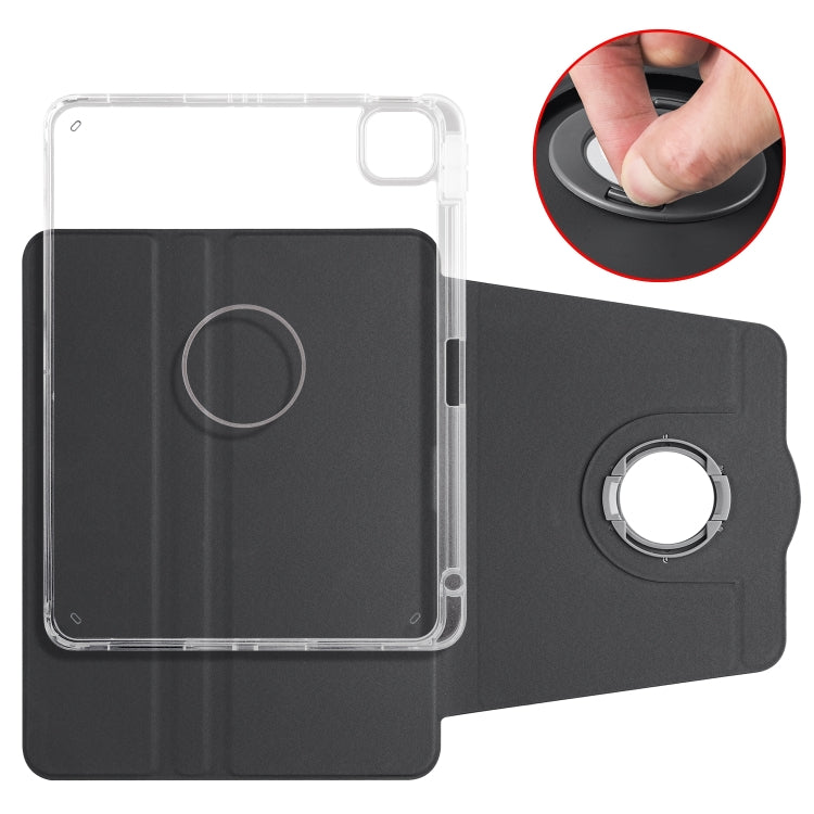 For iPad Air 13 2024 Clear Acrylic 360 Rotation Detachable Leather Tablet Case(Black) - iPad Air 13 2024 Cases by buy2fix | Online Shopping UK | buy2fix