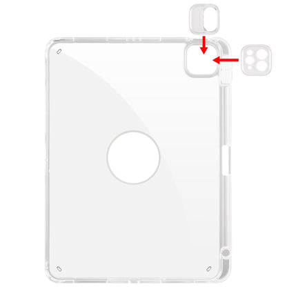 For iPad Pro 11 2024 Clear Acrylic 360 Rotation Detachable Leather Tablet Case(Ice Blue) - iPad Pro 11 2024 Cases by buy2fix | Online Shopping UK | buy2fix