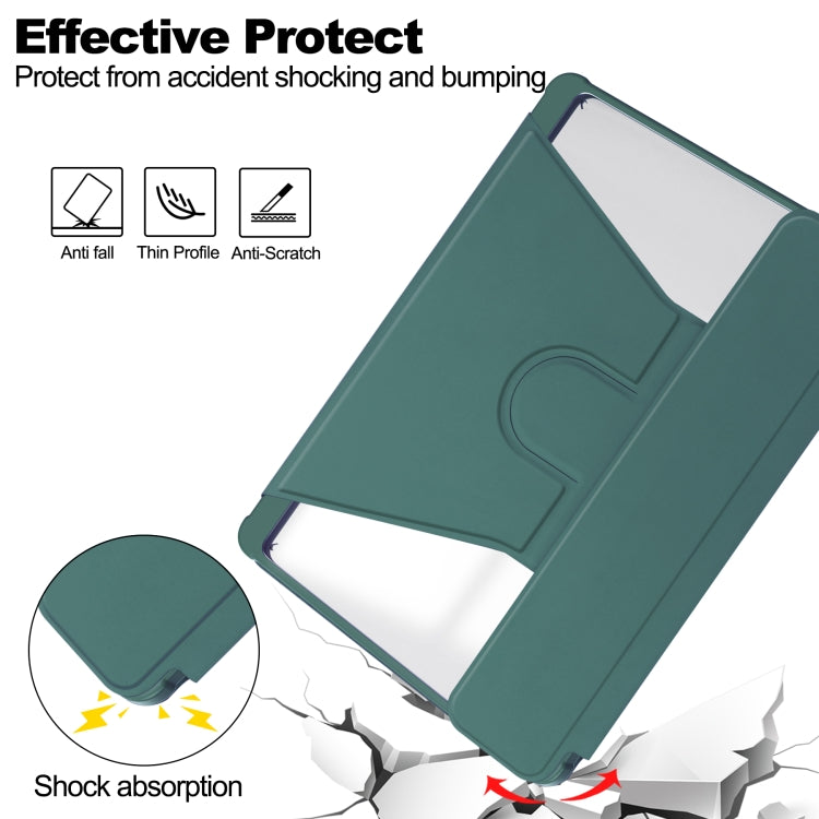 For Samsung Galaxy Tab S9+ 360 Rotation Transparent Smart Leather Case with Keyboard(Dark Green) - Galaxy Tab S9+ Cases by buy2fix | Online Shopping UK | buy2fix