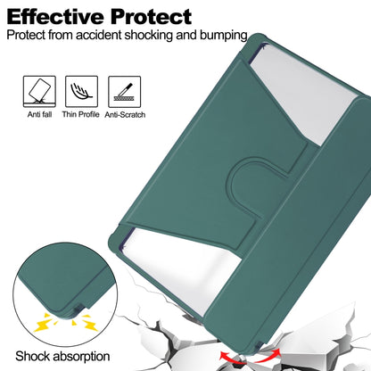 For Samsung Galaxy Tab S9+ 360 Rotation Transparent Smart Leather Case(Dark Green) - Galaxy Tab S9+ Cases by buy2fix | Online Shopping UK | buy2fix