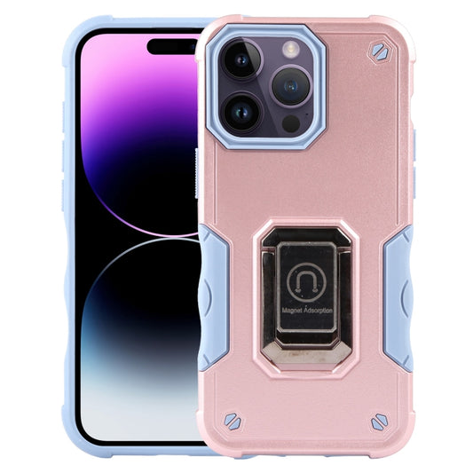 For iPhone 15 Pro Max Ring Holder Non-slip Shockproof Armor Phone Case(Rose Gold) - iPhone 15 Pro Max Cases by buy2fix | Online Shopping UK | buy2fix