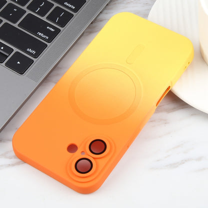 For iPhone 16 Plus Liquid TPU Silicone Gradient MagSafe Phone Case(Orange Yellow) - iPhone 16 Plus Cases by buy2fix | Online Shopping UK | buy2fix