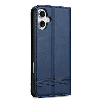 For iPhone 16 Plus AZNS Magnetic Calf Texture Flip Leather Phone Case(Dark Blue) - iPhone 16 Plus Cases by AZNS | Online Shopping UK | buy2fix