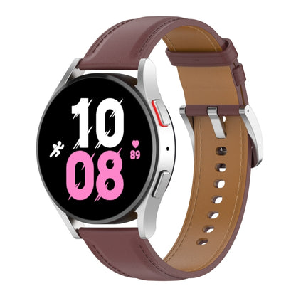 For Samsung Galaxy Watch 6 / 6 Classic Leather Replacement Watch Band(Dark Brown) - Watch Bands by buy2fix | Online Shopping UK | buy2fix