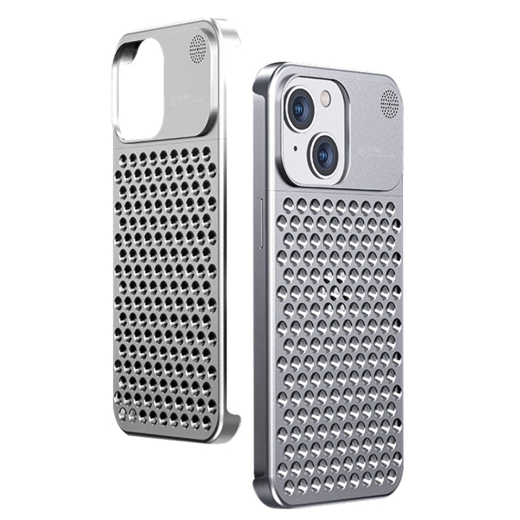 For iPhone 14 Aromatherapy Aluminum Alloy Cooling Phone Case(Silver) - iPhone 14 Cases by buy2fix | Online Shopping UK | buy2fix