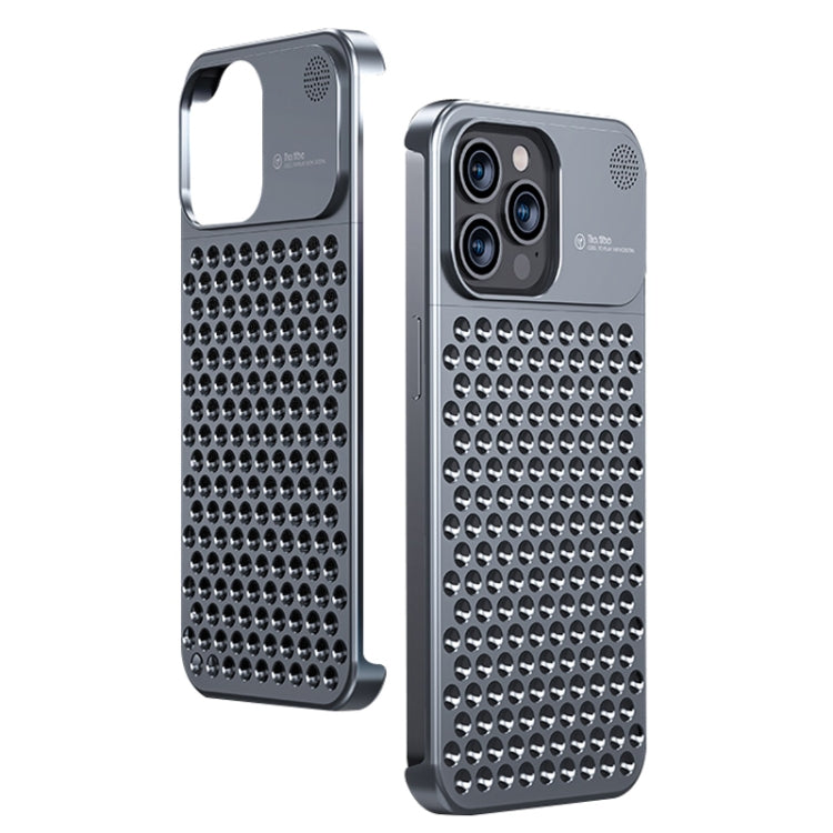 For iPhone 14 Pro Max Aromatherapy Aluminum Alloy Cooling Phone Case(Grey) - iPhone 14 Pro Max Cases by buy2fix | Online Shopping UK | buy2fix