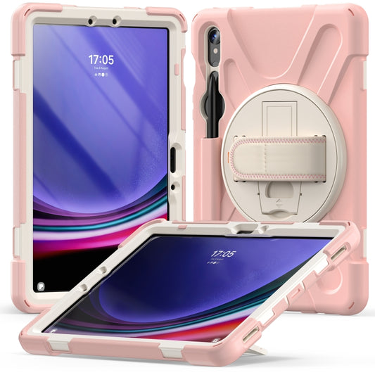 For Samsung Galaxy Tab S9 / S8 / S7 Rotary Handle Grab TPU + PC Tablet Case(Pink) - Galaxy Tab S9 Cases by buy2fix | Online Shopping UK | buy2fix