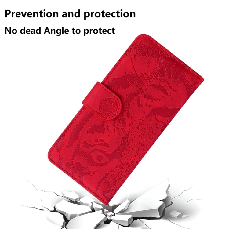 For OnePlus 13 Tiger Embossing Pattern Flip Leather Phone Case(Red) - OnePlus Cases by buy2fix | Online Shopping UK | buy2fix