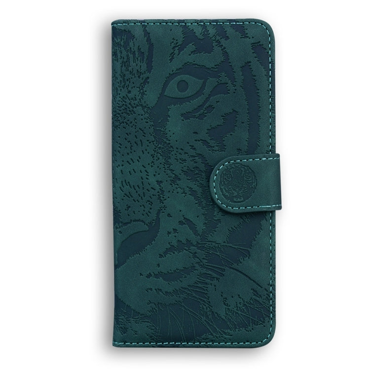 For OnePlus 13 Tiger Embossing Pattern Flip Leather Phone Case(Green) - OnePlus Cases by buy2fix | Online Shopping UK | buy2fix