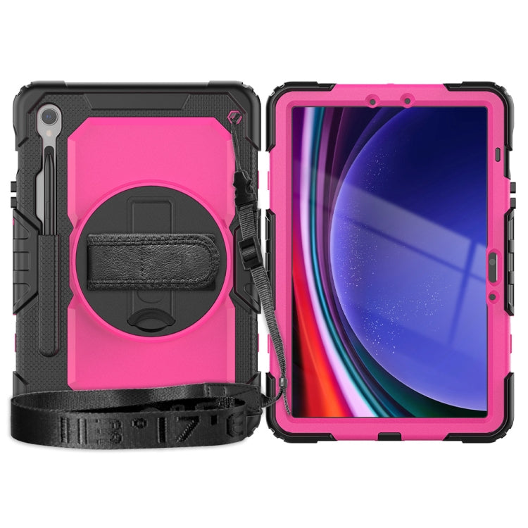 For Samsung Galaxy Tab S9 / S8 / S7 Silicone + PC Tablet Case(Black+Rose Red) - Galaxy Tab S9 Cases by buy2fix | Online Shopping UK | buy2fix