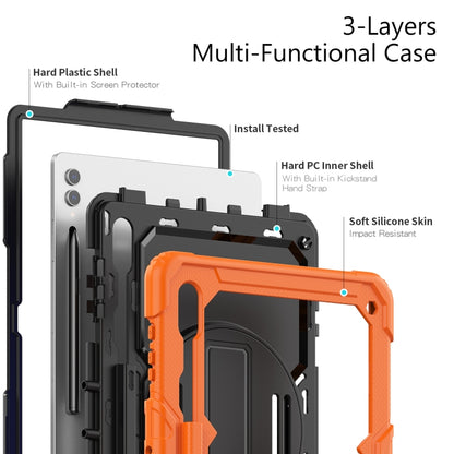 For Samsung Galaxy Tab S9 Ultra / S8 Ultra Silicone + PC Tablet Case(Orange+Black) - Galaxy Tab S9 Ultra Cases by buy2fix | Online Shopping UK | buy2fix