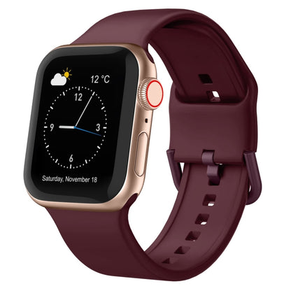 For Apple Watch Series 9 41mm Pin Buckle Silicone Watch Band(Wine Red) - Watch Bands by buy2fix | Online Shopping UK | buy2fix