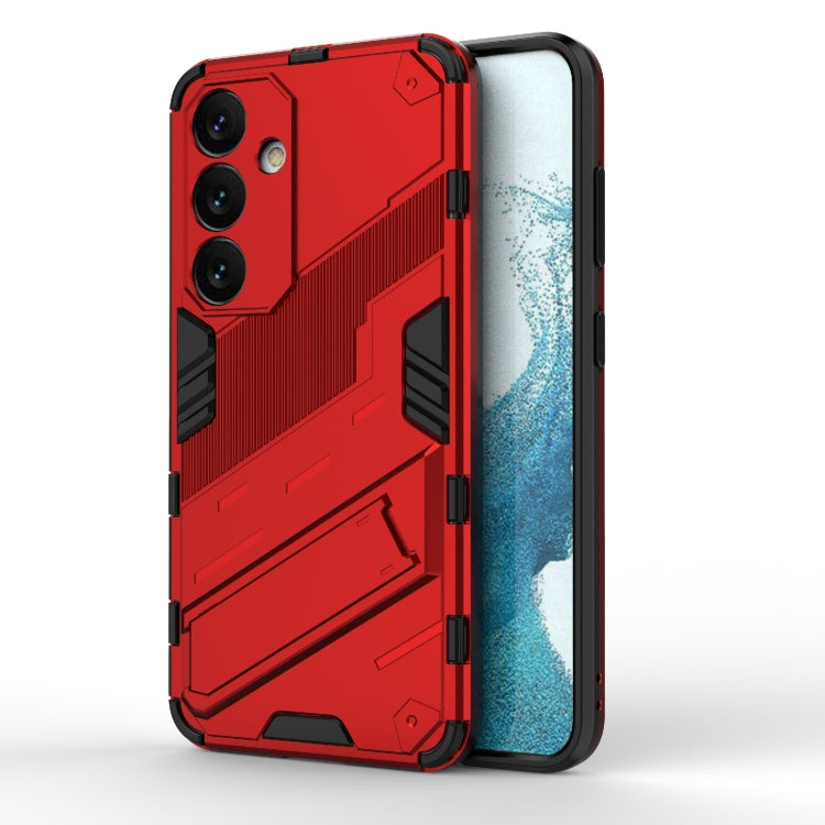 For Samsung Galaxy S24 5G Punk Armor 2 in 1 PC + TPU Shockproof Phone Case with Invisible Holder(Red) - Galaxy S24 5G Cases by buy2fix | Online Shopping UK | buy2fix