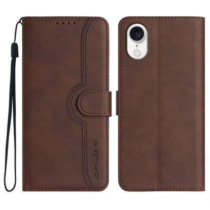 For iPhone SE 2024 Heart Pattern Skin Feel Leather Phone Case(Brown) - More iPhone Cases by buy2fix | Online Shopping UK | buy2fix