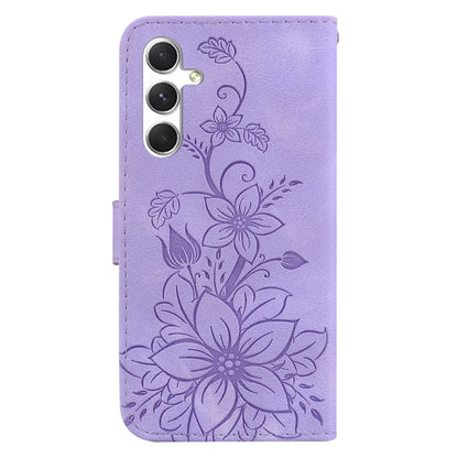 For Samsung Galaxy S24 5G Lily Embossed Leather Phone Case(Purple) - Galaxy S24 5G Cases by buy2fix | Online Shopping UK | buy2fix