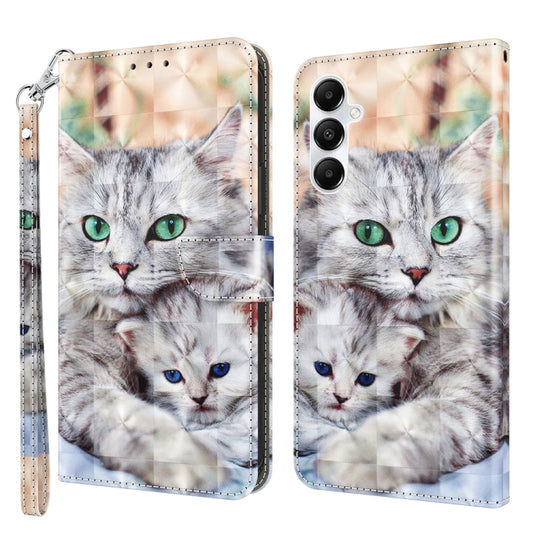 For Samsung Galaxy A35 5G 3D Painted Leather Phone Case(Two Loving Cats) - Galaxy Phone Cases by buy2fix | Online Shopping UK | buy2fix