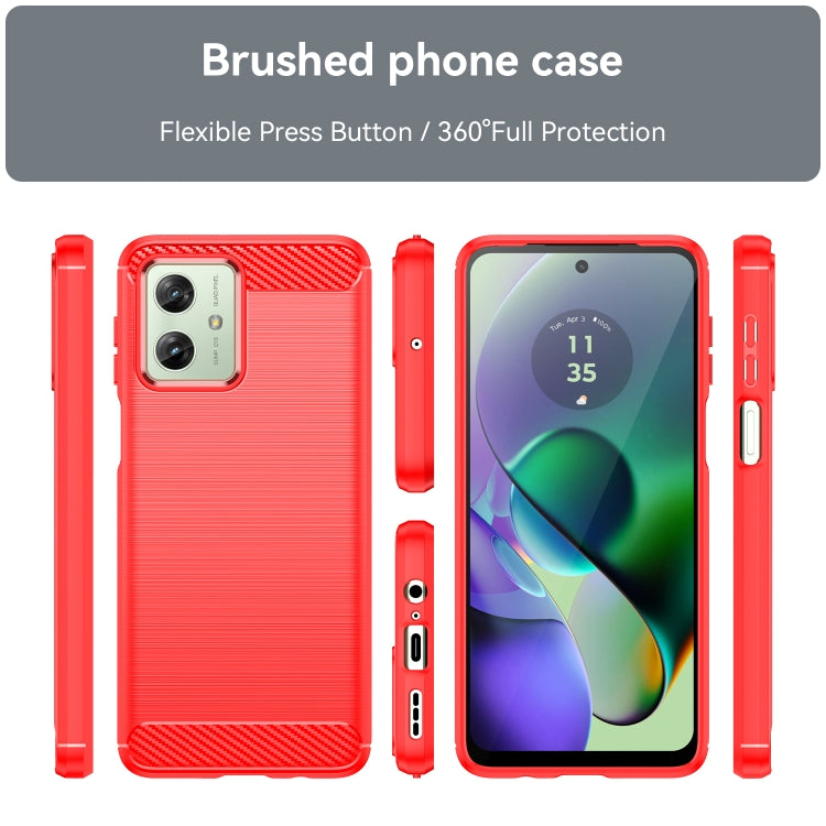 For Motorola Moto G54 Global Brushed Texture Carbon Fiber TPU Phone Case(Red) - Motorola Cases by buy2fix | Online Shopping UK | buy2fix