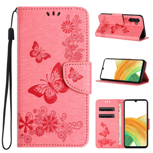 For Samsung Galaxy S24+ 5G Butterfly Embossed Flip Leather Phone Case(Pink) - Galaxy S24+ 5G Cases by buy2fix | Online Shopping UK | buy2fix