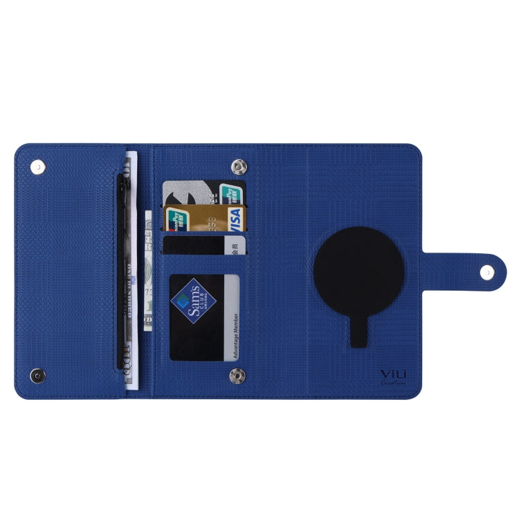 For iPhone 14 Pro ViLi GHB Series MagSafe Magnetic Zipper Leather Phone Case(Blue) - iPhone 14 Pro Cases by ViLi | Online Shopping UK | buy2fix