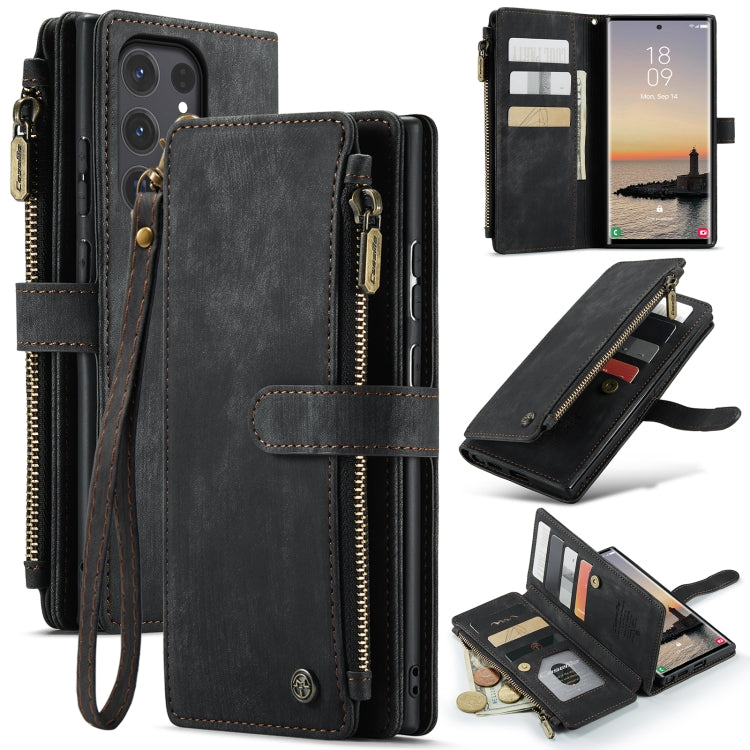 For Samsung Galaxy S24 Ultra 5G CaseMe C30 Card Slots Zipper Wallet Leather Phone Case(Black) - Galaxy S24 Ultra 5G Cases by CaseMe | Online Shopping UK | buy2fix