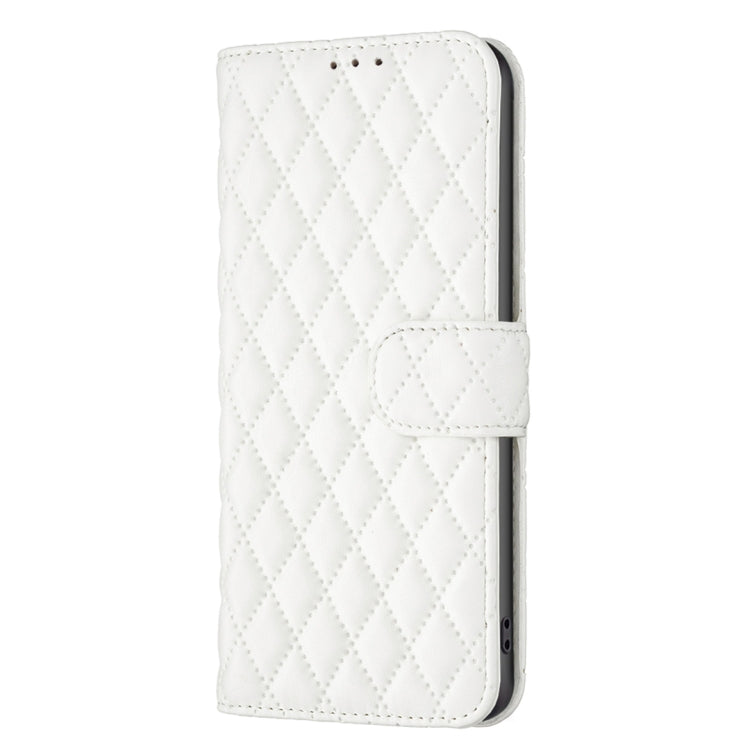 For Motorola Moto G14 4G Diamond Lattice Wallet Flip Leather Phone Case(White) - Motorola Cases by buy2fix | Online Shopping UK | buy2fix