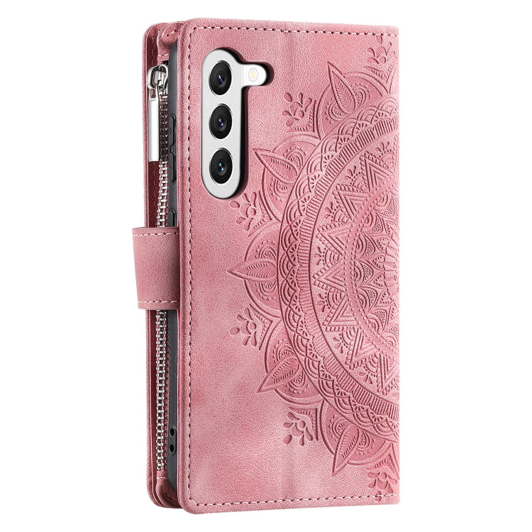 For Samsung Galaxy S23 5G Multi-Card Totem Zipper Leather Phone Case(Pink) - Galaxy S23 5G Cases by buy2fix | Online Shopping UK | buy2fix