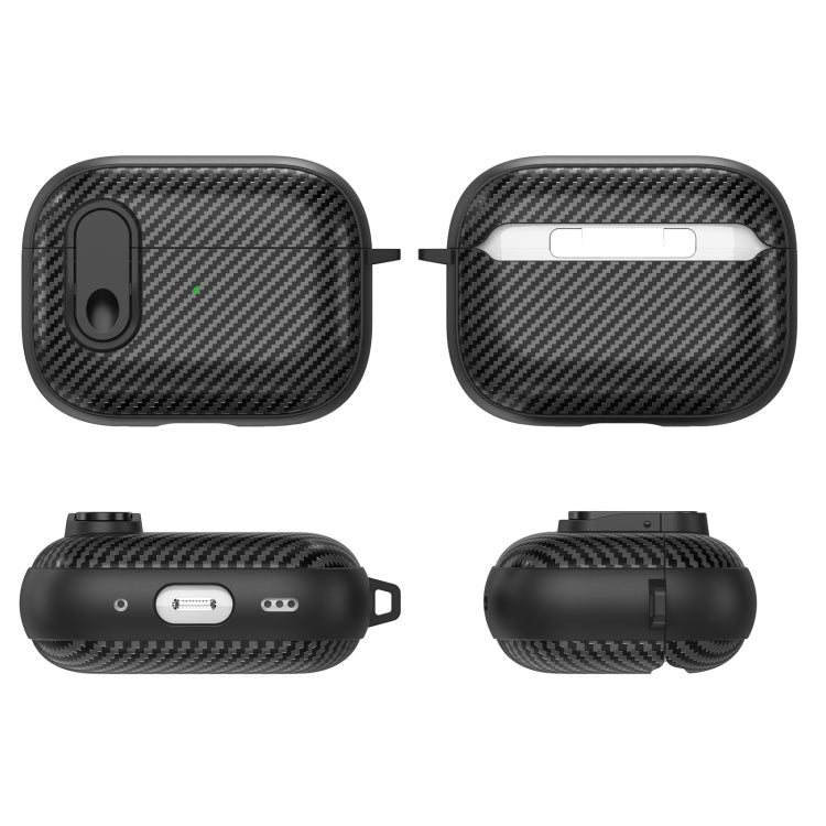 For AirPods 3 Carbon Fiber Texture Wireless Earphones Case with Security Lock(White) - For AirPods 3 by buy2fix | Online Shopping UK | buy2fix