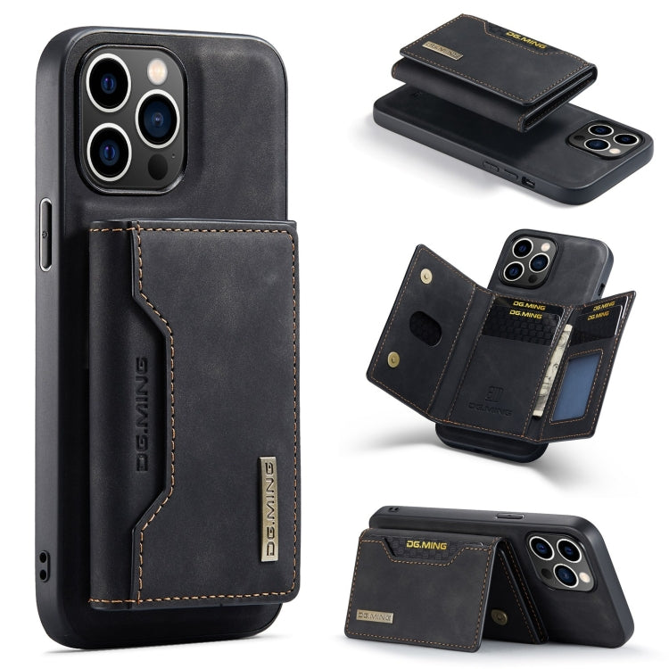 For iPhone 15 Pro DG.MING M2 Series 3-Fold Card Bag Wallet Leather Phone Case(Black) - iPhone 15 Pro Cases by DG.MING | Online Shopping UK | buy2fix